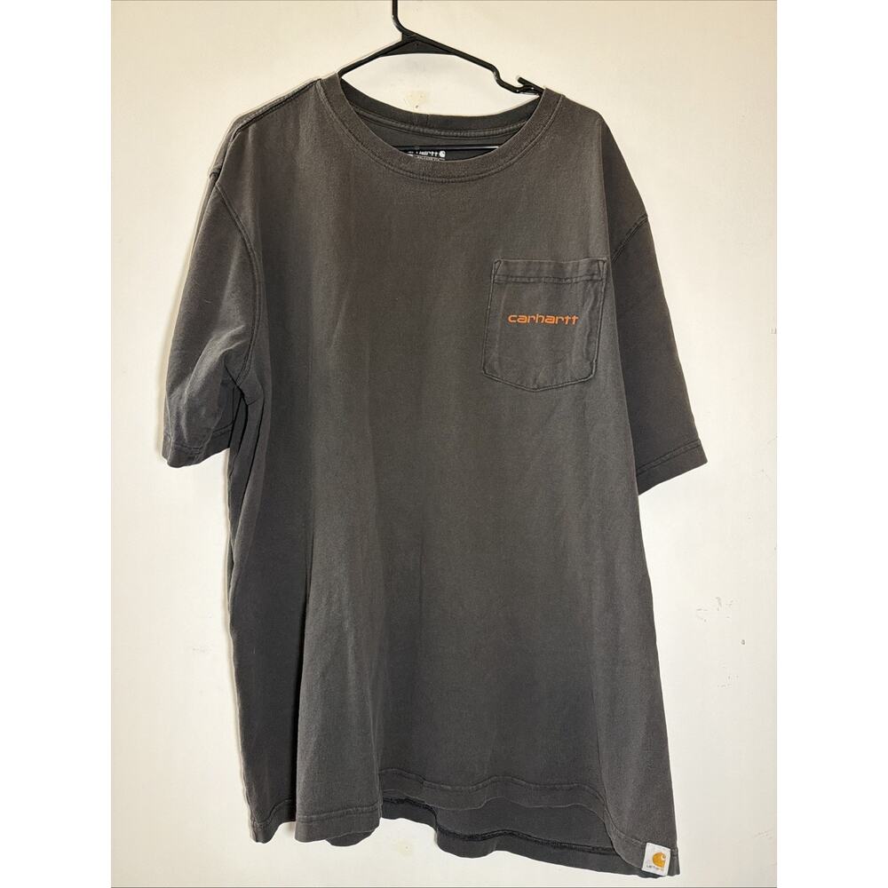 Carhart Black Pocket Tshirt Size 2XL Back graphic